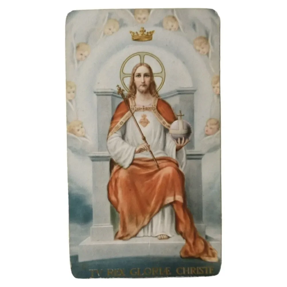 4 Vtg Catholic Prayer Cards Lot St Joseph Sacred Heart Jesus Crucifix Lithograph